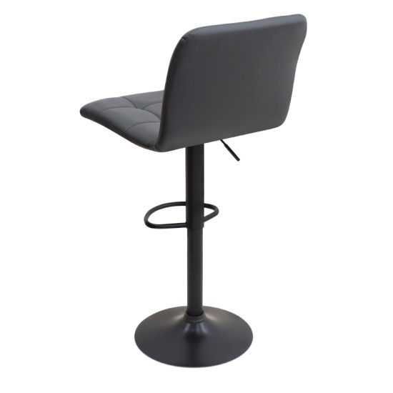 Σκαμπό μπαρ Carmelo  με ρυθμιζόμενο ύψος PU μαύρο - βάση μαύρο ματ 45x42x90/113εκ.