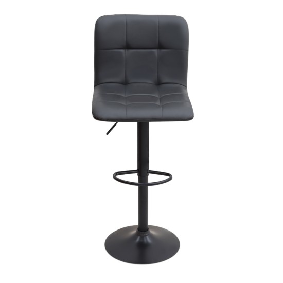 Σκαμπό μπαρ Carmelo  με ρυθμιζόμενο ύψος PU μαύρο - βάση μαύρο ματ 45x42x90/113εκ.