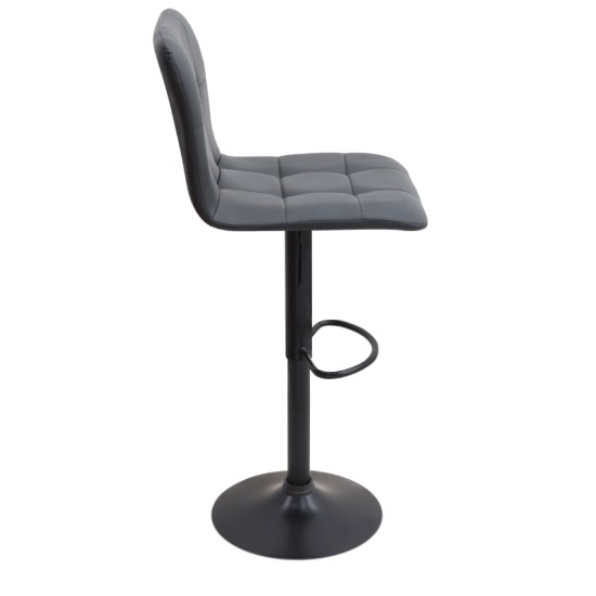 Σκαμπό μπαρ Carmelo  με ρυθμιζόμενο ύψος PU μαύρο - βάση μαύρο ματ 45x42x90/113εκ.