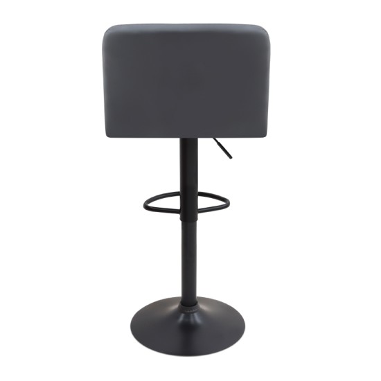 Σκαμπό μπαρ Carmelo  με ρυθμιζόμενο ύψος PU μαύρο - βάση μαύρο ματ 45x42x90/113εκ.