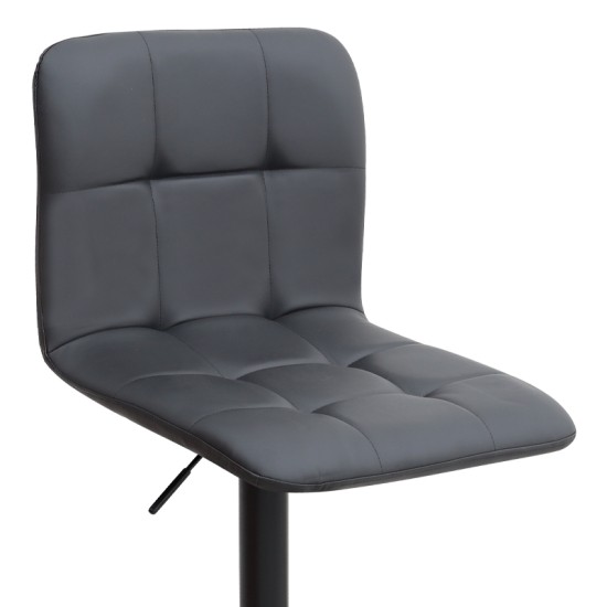 Σκαμπό μπαρ Carmelo  με ρυθμιζόμενο ύψος PU μαύρο - βάση μαύρο ματ 45x42x90/113εκ.