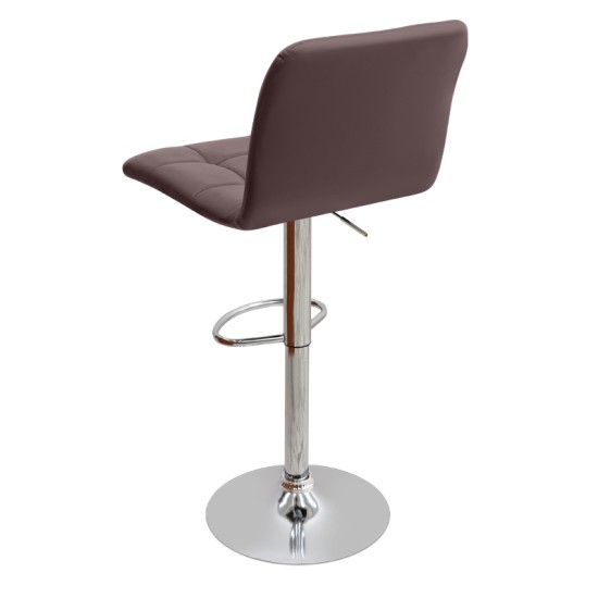 Σκαμπό μπαρ Carmelo  με ρυθμιζόμενο ύψος PU καφέ - βάση χρωμίου 45x42x90/113εκ.