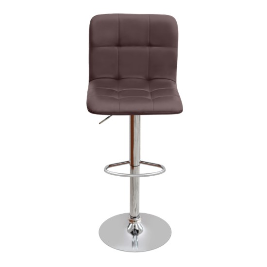 Σκαμπό μπαρ Carmelo  με ρυθμιζόμενο ύψος PU καφέ - βάση χρωμίου 45x42x90/113εκ.