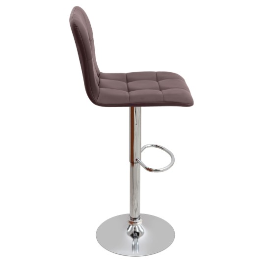 Σκαμπό μπαρ Carmelo  με ρυθμιζόμενο ύψος PU καφέ - βάση χρωμίου 45x42x90/113εκ.