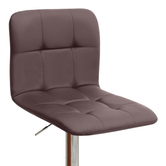 Σκαμπό μπαρ Carmelo  με ρυθμιζόμενο ύψος PU καφέ - βάση χρωμίου 45x42x90/113εκ.