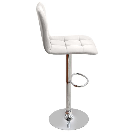 Σκαμπό μπαρ Carmelo  με ρυθμιζόμενο ύψος PU λευκό - βάση χρωμίου 45x42x90/113εκ.