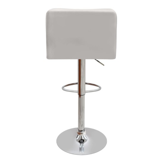 Σκαμπό μπαρ Carmelo  με ρυθμιζόμενο ύψος PU λευκό - βάση χρωμίου 45x42x90/113εκ.