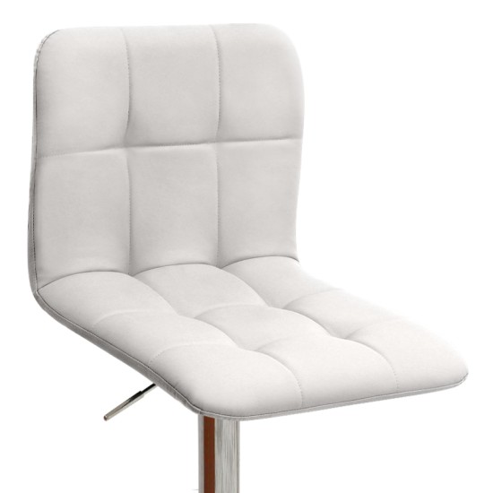 Σκαμπό μπαρ Carmelo  με ρυθμιζόμενο ύψος PU λευκό - βάση χρωμίου 45x42x90/113εκ.