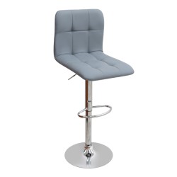 Σκαμπό μπαρ Carmelo  με ρυθμιζόμενο ύψος PU γκρι - βάση χρωμίου 45x42x90/113εκ.