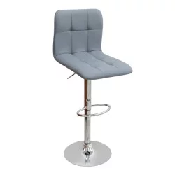 Σκαμπό μπαρ Carmelo  με ρυθμιζόμενο ύψος PU γκρι - βάση χρωμίου 45x42x90/113εκ.