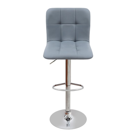 Σκαμπό μπαρ Carmelo  με ρυθμιζόμενο ύψος PU γκρι - βάση χρωμίου 45x42x90/113εκ.