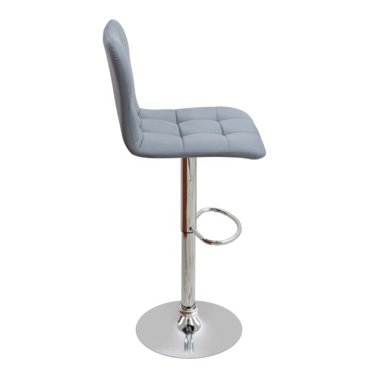 Σκαμπό μπαρ Carmelo  με ρυθμιζόμενο ύψος PU γκρι - βάση χρωμίου 45x42x90/113εκ.