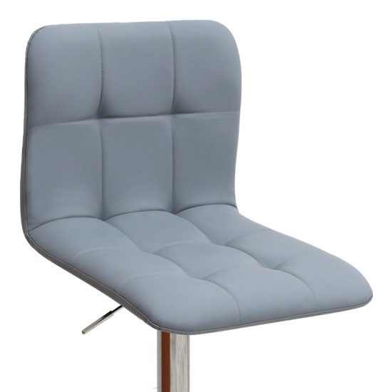 Σκαμπό μπαρ Carmelo  με ρυθμιζόμενο ύψος PU γκρι - βάση χρωμίου 45x42x90/113εκ.