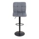 Σκαμπό μπαρ Carmelo  με ρυθμιζόμενο ύψος βελούδο γκρι - βάση μαύρο ματ 45x42x90/113εκ.