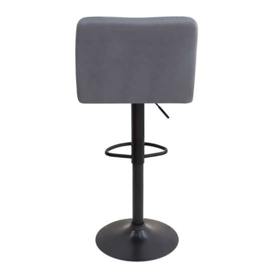 Σκαμπό μπαρ Carmelo  με ρυθμιζόμενο ύψος βελούδο γκρι - βάση μαύρο ματ 45x42x90/113εκ.