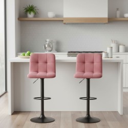 Σκαμπό μπαρ Carmelo  με ρυθμιζόμενο ύψος βελούδο σάπιο μήλο - βάση μαύρο ματ 45x42x90/113εκ.