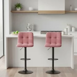 Σκαμπό μπαρ Carmelo  με ρυθμιζόμενο ύψος βελούδο σάπιο μήλο - βάση μαύρο ματ 45x42x90/113εκ.