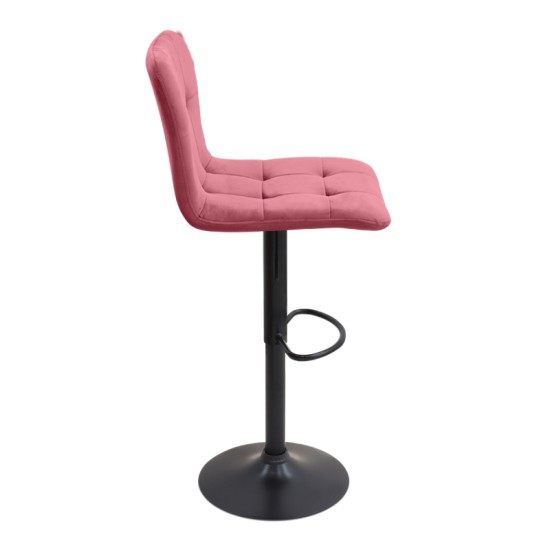 Σκαμπό μπαρ Carmelo  με ρυθμιζόμενο ύψος βελούδο σάπιο μήλο - βάση μαύρο ματ 45x42x90/113εκ.