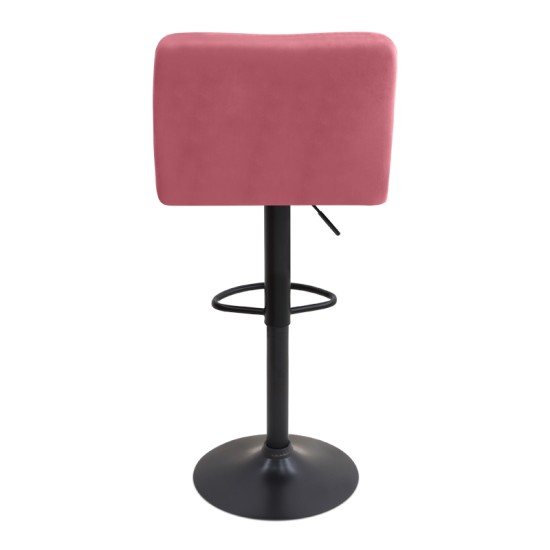 Σκαμπό μπαρ Carmelo  με ρυθμιζόμενο ύψος βελούδο σάπιο μήλο - βάση μαύρο ματ 45x42x90/113εκ.