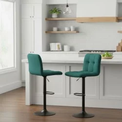 Σκαμπό μπαρ Carmelo  με ρυθμιζόμενο ύψος βελούδο κυπαρισσί - βάση μαύρο ματ 45x42x90/113εκ.