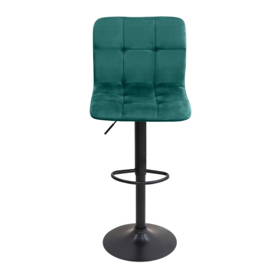 Σκαμπό μπαρ Carmelo  με ρυθμιζόμενο ύψος βελούδο κυπαρισσί - βάση μαύρο ματ 45x42x90/113εκ.