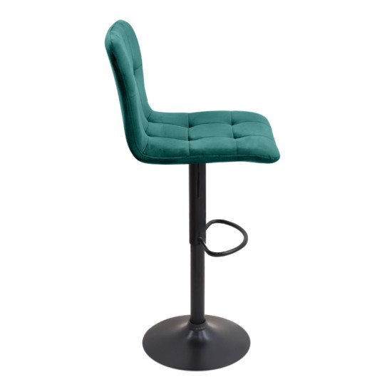 Σκαμπό μπαρ Carmelo  με ρυθμιζόμενο ύψος βελούδο κυπαρισσί - βάση μαύρο ματ 45x42x90/113εκ.