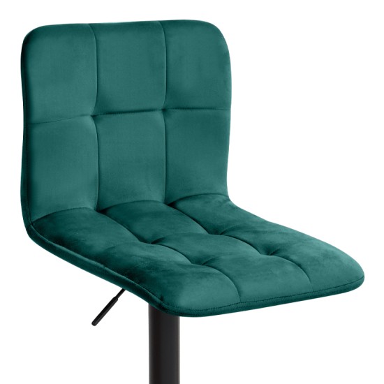 Σκαμπό μπαρ Carmelo  με ρυθμιζόμενο ύψος βελούδο κυπαρισσί - βάση μαύρο ματ 45x42x90/113εκ.