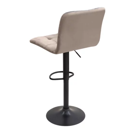 Σκαμπό μπαρ Carmelo  με ρυθμιζόμενο ύψος βελούδο μπεζ - βάση μαύρο ματ 45x42x90/113εκ.