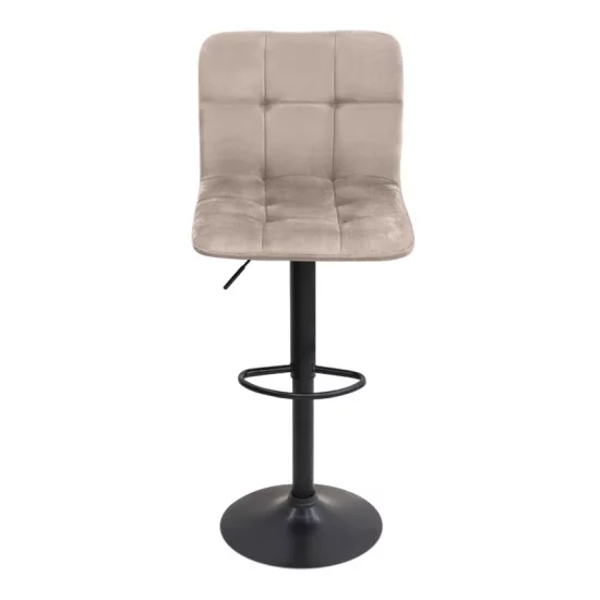 Σκαμπό μπαρ Carmelo  με ρυθμιζόμενο ύψος βελούδο μπεζ - βάση μαύρο ματ 45x42x90/113εκ.