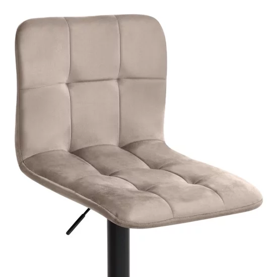 Σκαμπό μπαρ Carmelo  με ρυθμιζόμενο ύψος βελούδο μπεζ - βάση μαύρο ματ 45x42x90/113εκ.