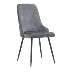 Καρέκλα τραπεζαρίας Roberta  γκρι ύφασμα - μεταλλικό μαύρο πόδι 46x62x91εκ.