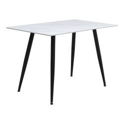 Τραπέζι Enzo  sintered stone - μέταλλο χρώμα λευκό εφέ μαρμάρου - μαύρο 120x70x77εκ.