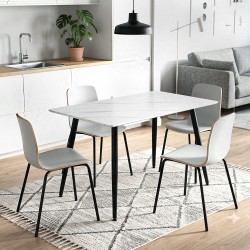 Τραπέζι Enzo  sintered stone - μέταλλο χρώμα λευκό εφέ μαρμάρου - μαύρο 120x70x77εκ.