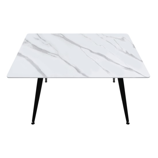 Τραπέζι Enzo  sintered stone - μέταλλο χρώμα λευκό εφέ μαρμάρου - μαύρο 120x70x77εκ.