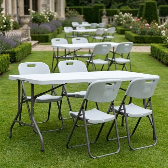 Τραπέζι catering - συνεδρίου Capri  πτυσσόμενο - βαλίτσα χρώμα λευκό του πάγου 152x70x74εκ.