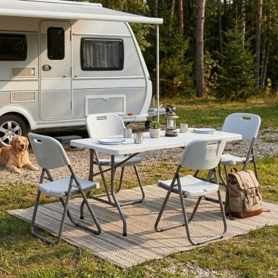 Τραπέζι catering - συνεδρίου Capri  πτυσσόμενο - βαλίτσα χρώμα λευκό του πάγου 152x70x74εκ.