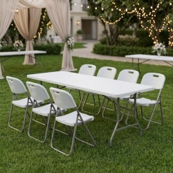 Τραπέζι catering - συνεδρίου Capri  πτυσσόμενο - βαλίτσα χρώμα λευκό του πάγου 240x76x74εκ.