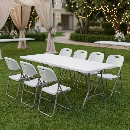 Τραπέζι catering - συνεδρίου Capri  πτυσσόμενο - βαλίτσα χρώμα λευκό του πάγου 240x76x74εκ.
