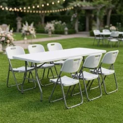 Τραπέζι catering - συνεδρίου Capri  πτυσσόμενο - μονοκόμματη επιφάνεια χρώμα λευκό του πάγου 152x76x74εκ.