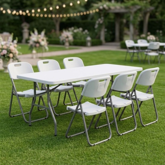 Τραπέζι catering - συνεδρίου Capri  πτυσσόμενο - μονοκόμματη επιφάνεια χρώμα λευκό του πάγου 152x76x74εκ.