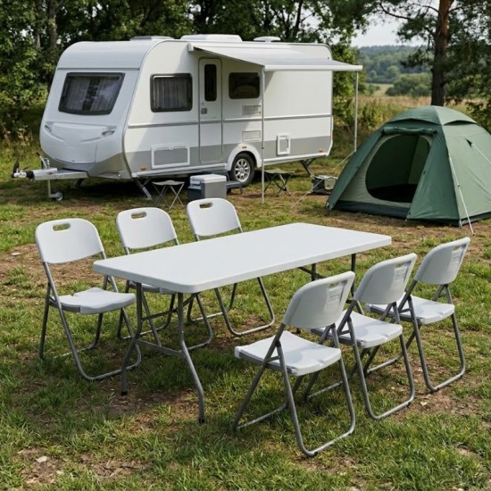 Τραπέζι catering - συνεδρίου Capri  πτυσσόμενο - μονοκόμματη επιφάνεια χρώμα λευκό του πάγου 152x76x74εκ.