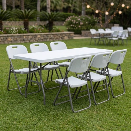 Τραπέζι catering - συνεδρίου Capri  πτυσσόμενο - μονοκόμματη επιφάνεια χρώμα λευκό του πάγου 183x76x74εκ.