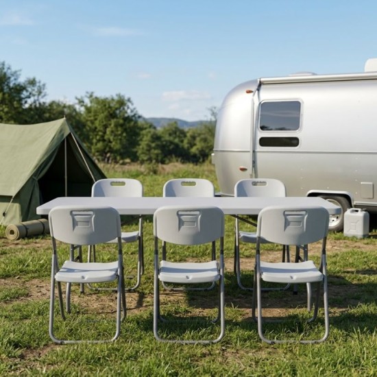 Τραπέζι catering - συνεδρίου Capri  πτυσσόμενο - μονοκόμματη επιφάνεια χρώμα λευκό του πάγου 183x76x74εκ.