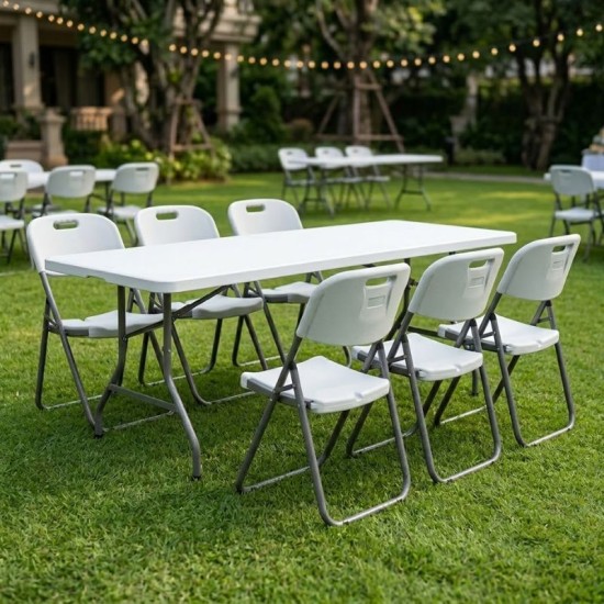 Τραπέζι catering - συνεδρίου Capri  πτυσσόμενο - μονοκόμματη επιφάνεια χρώμα λευκό του πάγου 198x90x74εκ.