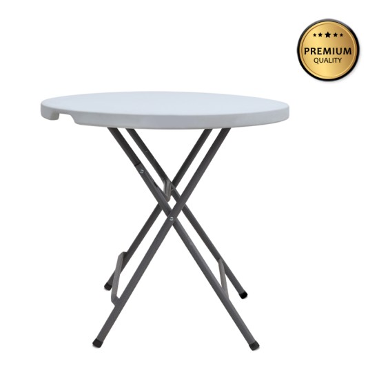 Τραπέζι catering - συνεδρίου Capri  πτυσσόμενο - στρογγυλό μονοκόμματη επιφάνεια χρώμα λευκό του πάγου Ø80x74εκ.