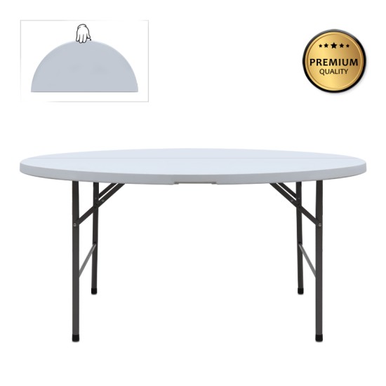 Τραπέζι catering - συνεδρίου Capri  πτυσσόμενο – βαλίτσα στρογγυλό χρώμα λευκό του πάγου Ø152x74εκ.
