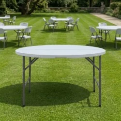 Τραπέζι catering - συνεδρίου Capri  πτυσσόμενο – βαλίτσα στρογγυλό χρώμα λευκό του πάγου Ø152x74εκ.