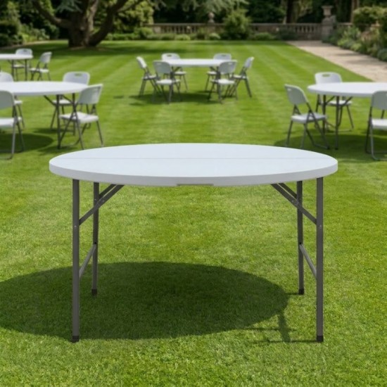 Τραπέζι catering - συνεδρίου Capri  πτυσσόμενο – βαλίτσα στρογγυλό χρώμα λευκό του πάγου Ø152x74εκ.