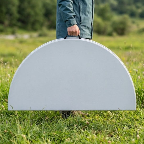 Τραπέζι catering - συνεδρίου Capri  πτυσσόμενο – βαλίτσα στρογγυλό χρώμα λευκό του πάγου Ø152x74εκ.