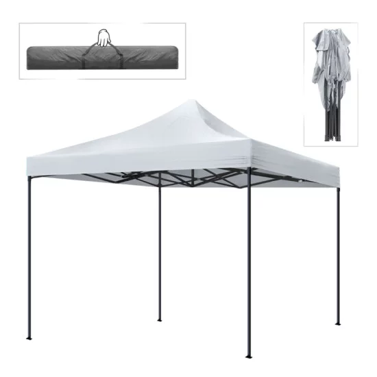 Κιόσκι - Gazebo Bari  πτυσσόμενο μεταλλικός σκελετός - αδιάβροχο ύφασμα χρώμα λευκό 3x3x3,10m.